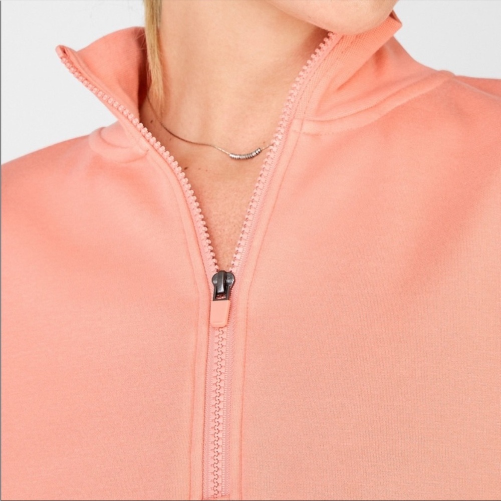Fabletics Mock Neck Half Zip Cozy Pullover Cropped Sweater Sweatshirt Medium - Picture 2 of 11